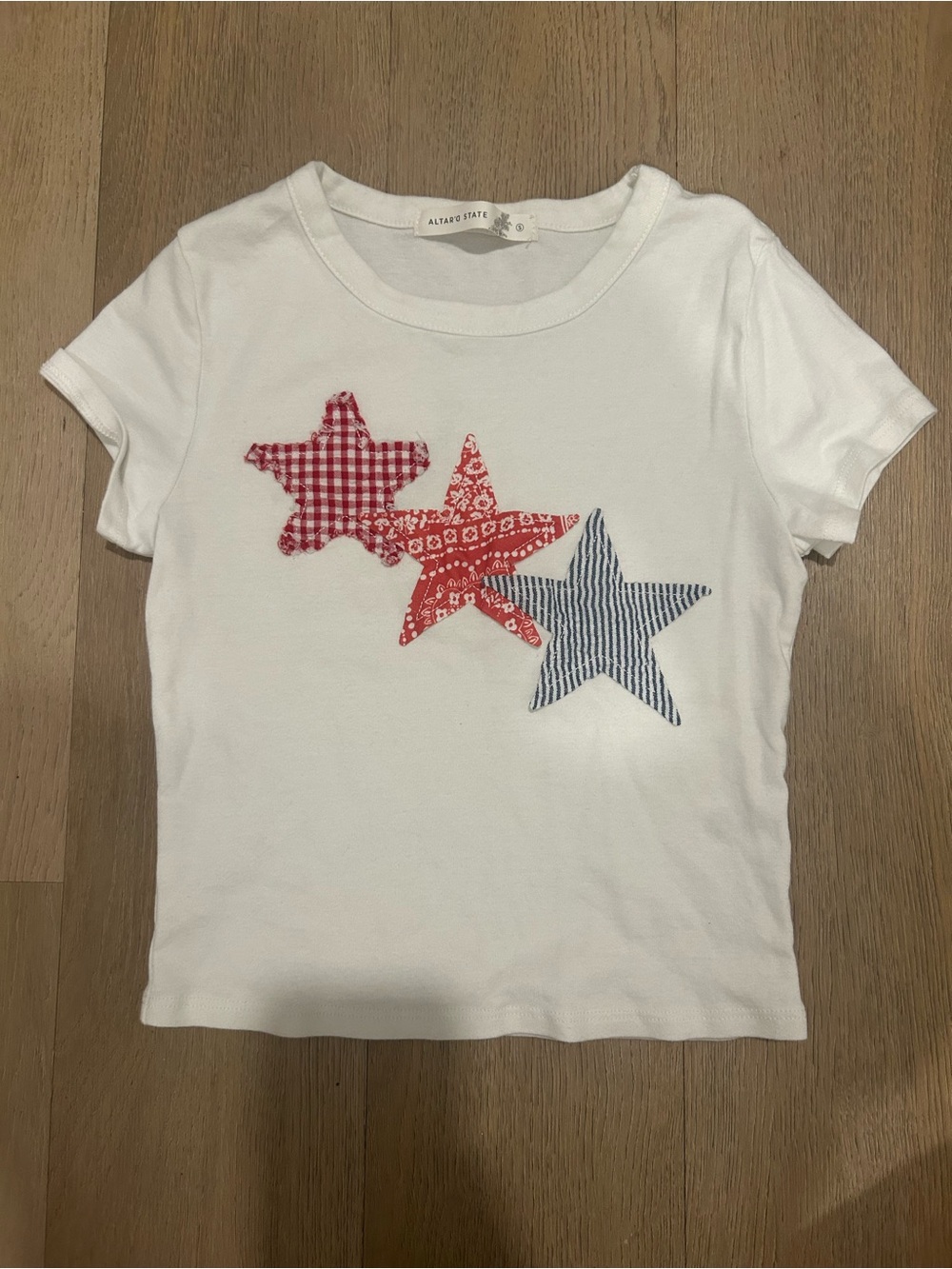 Altar'd State White Star Appliqué Tee